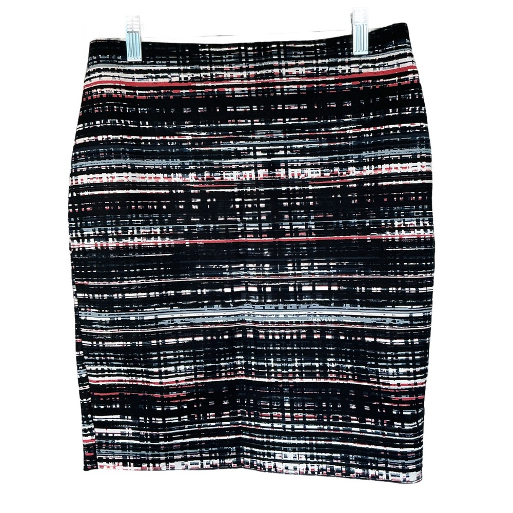 Ann Taylor Factory Black, Blue, Pink and White Print Pencil Skirt 2P EUC